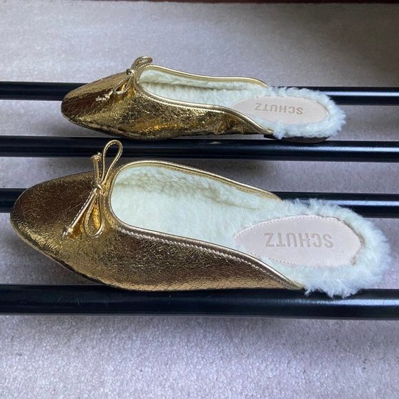 SCHUTZ Women Evelin Leather Shearling Slide Ballerina Flats - NEW NWOB - Picture 3 of 8